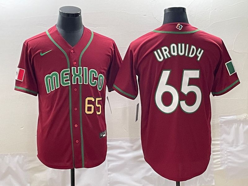 Men 2023 World Cub Mexico #65 Urquidu Red Nike MLB Jersey1